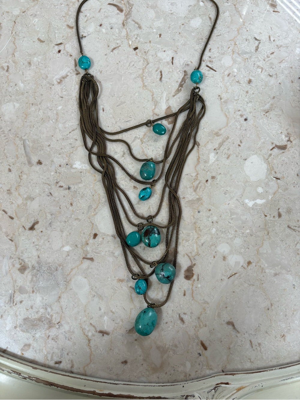 Aris Turquoise Multi-Strand Stone Necklace